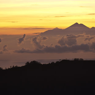 Mt. Rinjani on Lombok, 50 km away can easely be seen from the Mt. Batur, Bali 