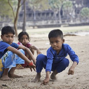 Playing in the yard of Angkor Wat