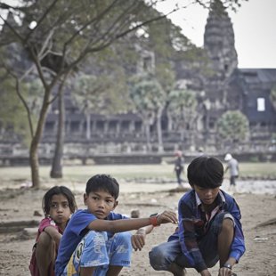 Playing in the yard of Angkor Wat